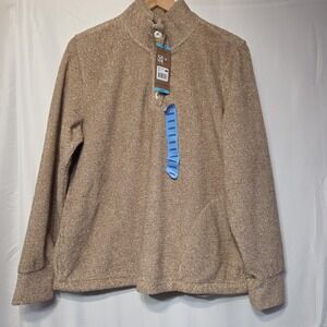 Eddie Bauer Sherpa Fleece Button-Front Jacket Sweater Women's Large NWT